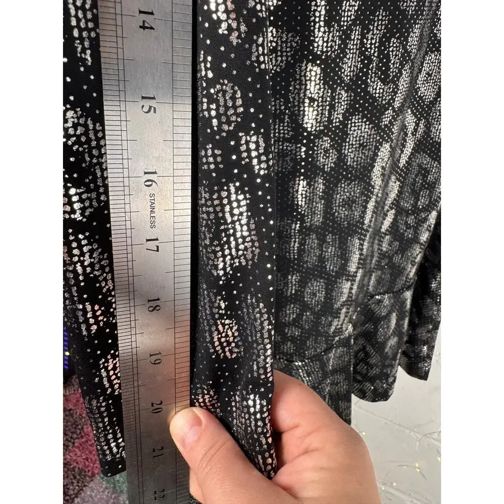 MICHAEL Michael Kors Metallic Leopard Print Dress Black Silver XS